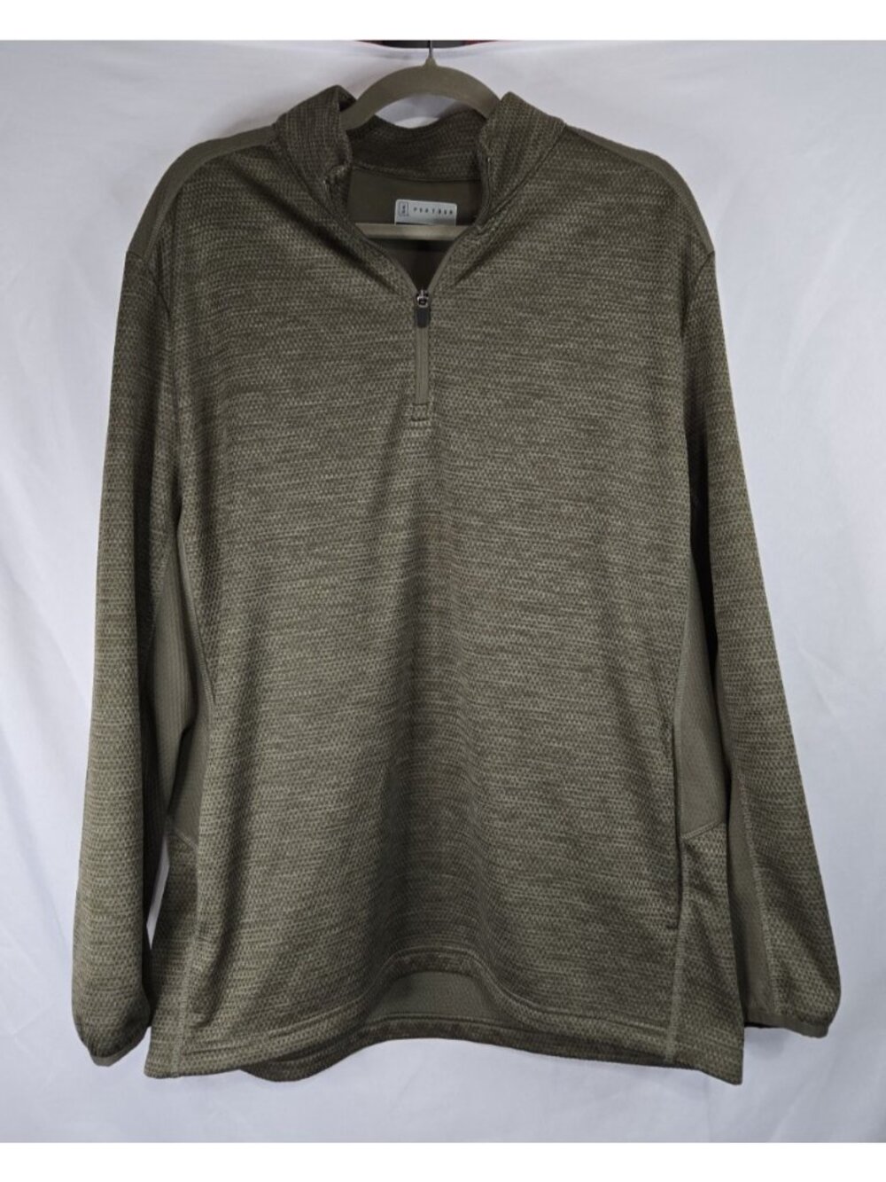 PGA Tour Golf Pullover Quarter Zip Jacket Sweater Size XL Olive Green